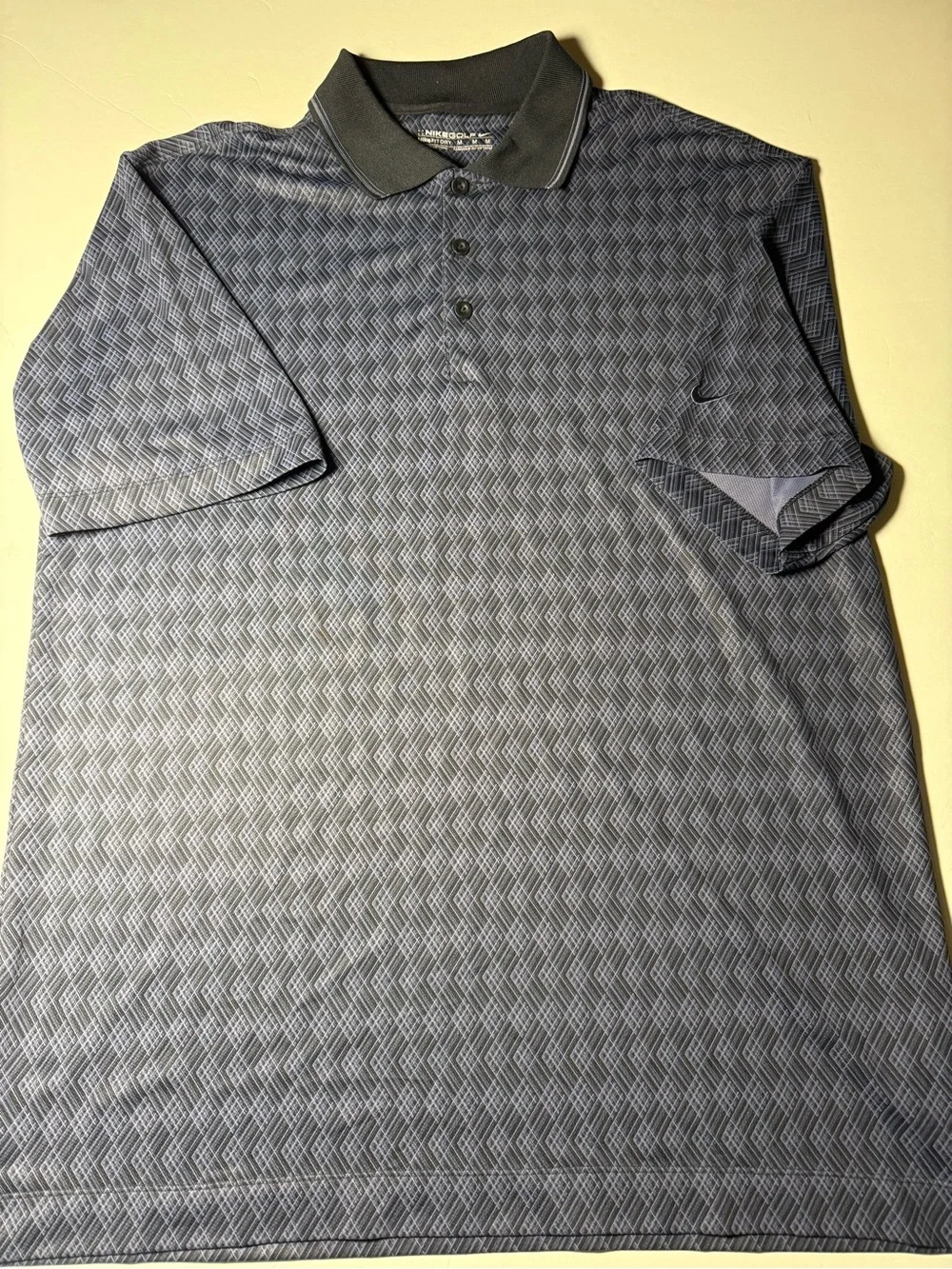 Nike Golf Dri-Fit Polo Shirt Men’s Medium Gray Geometric Print Stretch